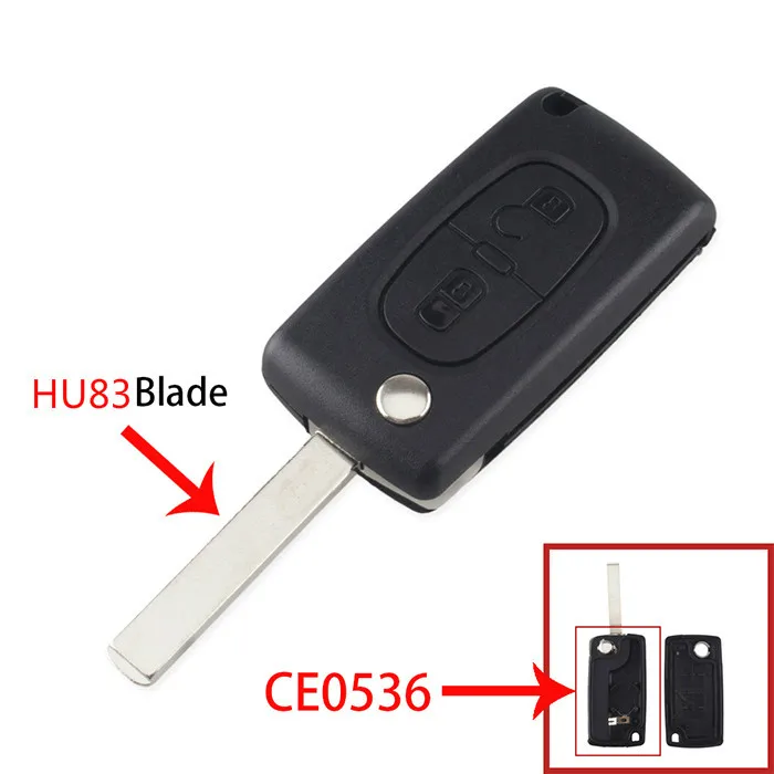 Dandkey 2 кнопки для peugeot 307 408 308 3008 Fob CE0536 CE0523 дистанционный Автомобильный ключ Замена оболочки чехол с VA2 лезвие HU83 лезвие - Количество кнопок: CE0536 HU83 Blade