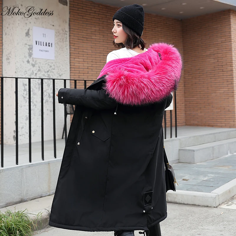 

Новинка, модные женские зимние куртки Moko, длинное пальто, парки, зимние теплые толстые большие пальто из искусственного меха, Паркер, Женска...