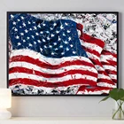 Картина из квадратных страз с американским флагом, вышивка крестиком красного, белого и синего цветов, патриотический Флаг США, Настенный декор