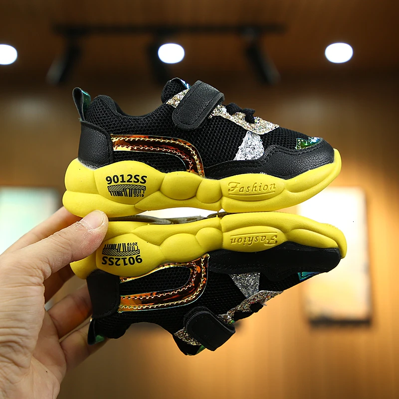 Детские кроссовки с блестками износостойкие повседневные вентилируемые для