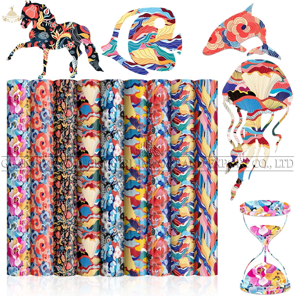 

Lucky Goddness Sublimation Vinyl 9 Pcs 12x12" Infusible Heat Transfer Ink Sheets Colorful Wave Sublimation for Cricut Joy Tshirt