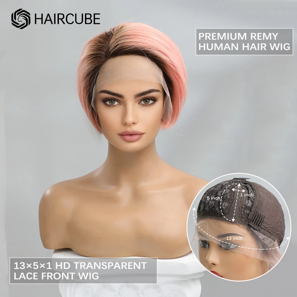 HAIRCUBE 13x1 парик омбре с розовой кружевной передней частью вырезанная вручную