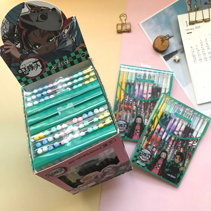 

12Pcs/Set Gel Pen Writing Tool Anime Demon Slayer: Kimetsu No Yaiba Gel Pens Creative Kids Student Stationery Gifts