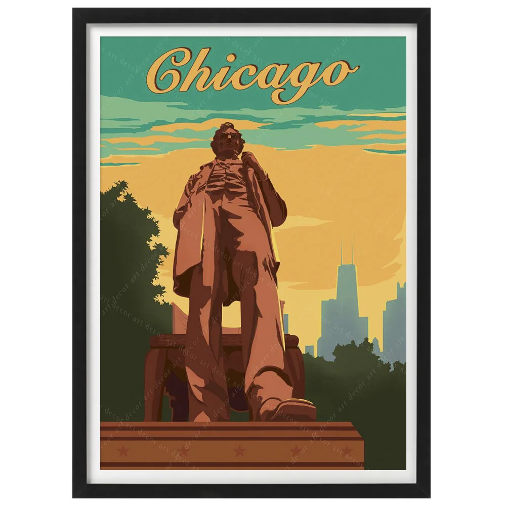 Американский Город Чикаго Линкольн парк винтажный постер путешествия холст