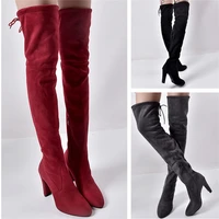 european american fashion trend womens pointed suede boots super stretch side zipper over knee sexy high heeled ladies boots