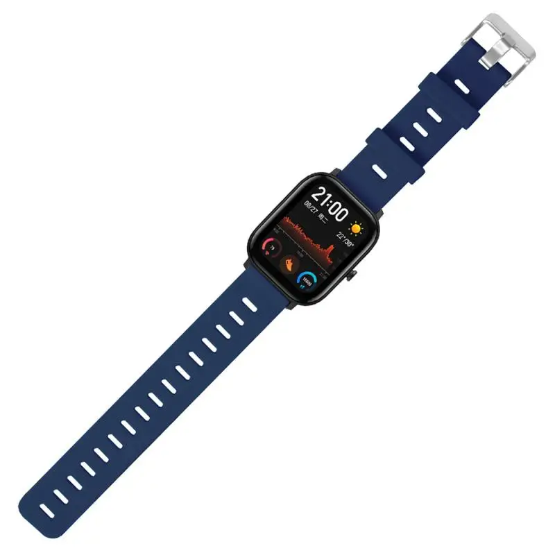 Смарт-ремешок для Huami Amazfit GTS 20 мм с плоской головкой, монохромный Мягкий Силиконовый Модный ремешок, браслет, аксессуары