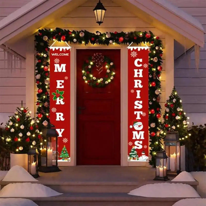 New Christmas Decorations for Home Porch Sign Merry Christmas Decorative Door Banner Ornaments Navidad Gift 2021 Christmas Decor