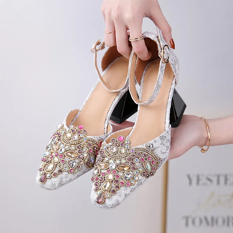 Женские Классические босоножки на высоком каблуке заостренный носок