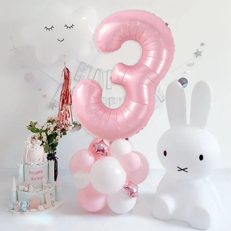 20 шт./лот 40-дюймовые воздушные шары с розовыми и синими цифрами надувные для