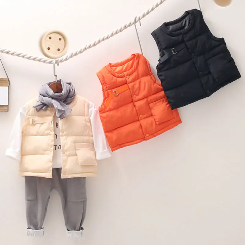 Зимний жилет для мальчиков 2019 г. Осенний пуховый девочек тонкие хлопковые куртки