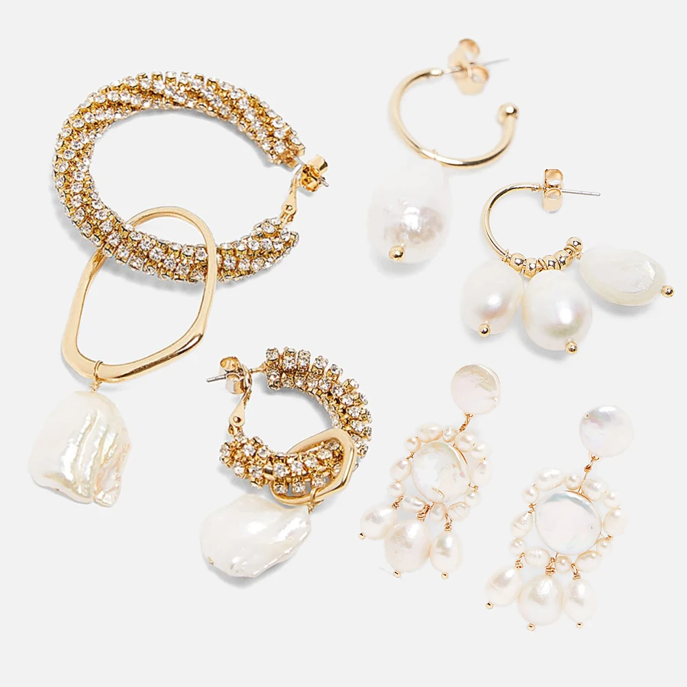 Серьги подвески Girlgo Za женские висячие украшения с жемчужинами пляжные массивные