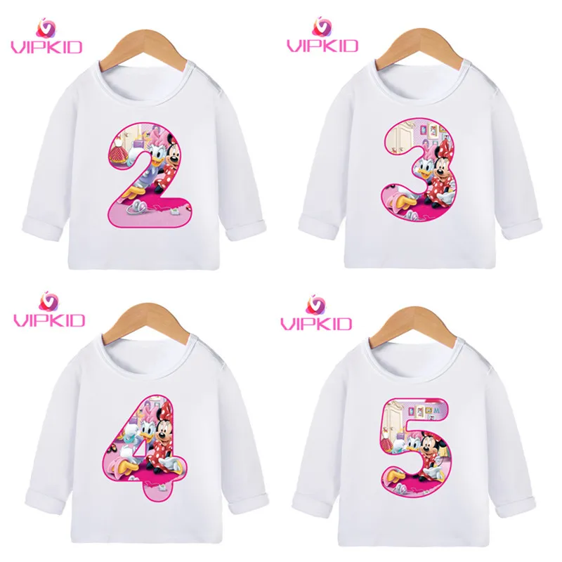 Для маленьких мальчиков/девочек Мышь Стразы образуют цифру Футболка с длинными