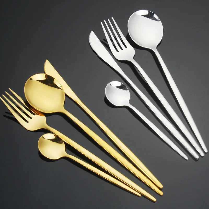 

4Pcs/set Stainless Steel Cutlery Set Tableware Set Gold Dinnerware Kitchen Flatware Set Dinner Knife Fork Spoon Set
