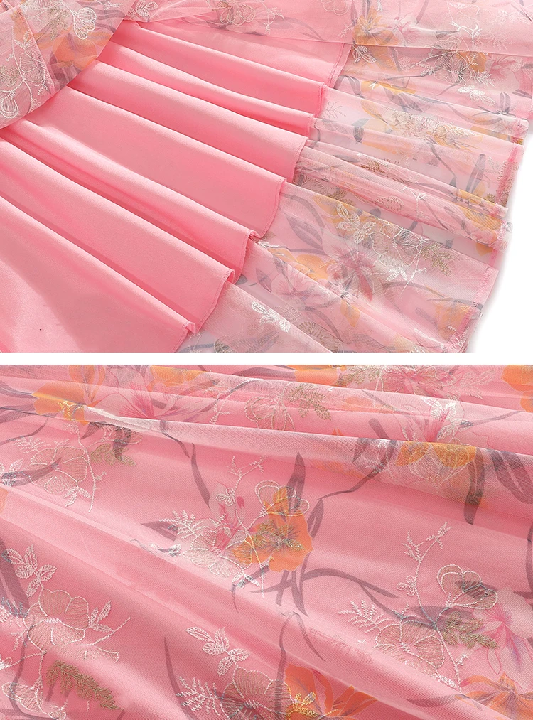 

Women Summer Dress Plus Size Floral Printed Korean Short Sleeve Dresses For Women Robe Longue V-neck High Waist Vestidos L361