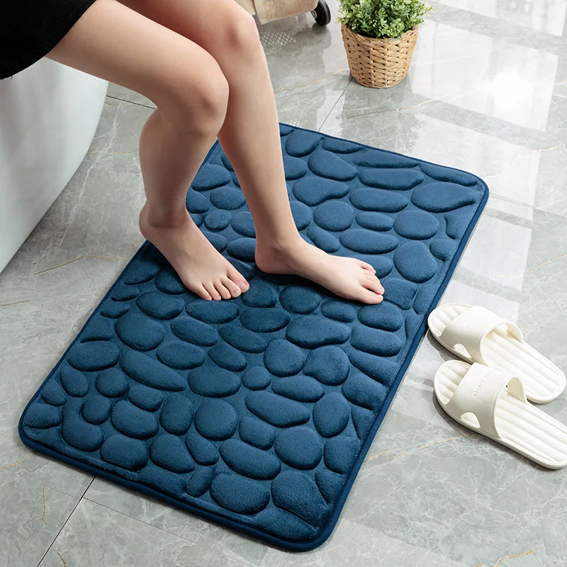 Cobblestone-alfombra de baño en relieve, felpudo antideslizante para lavabo de bañera, suelo lateral de ducha, almohadilla de espuma viscoelástica