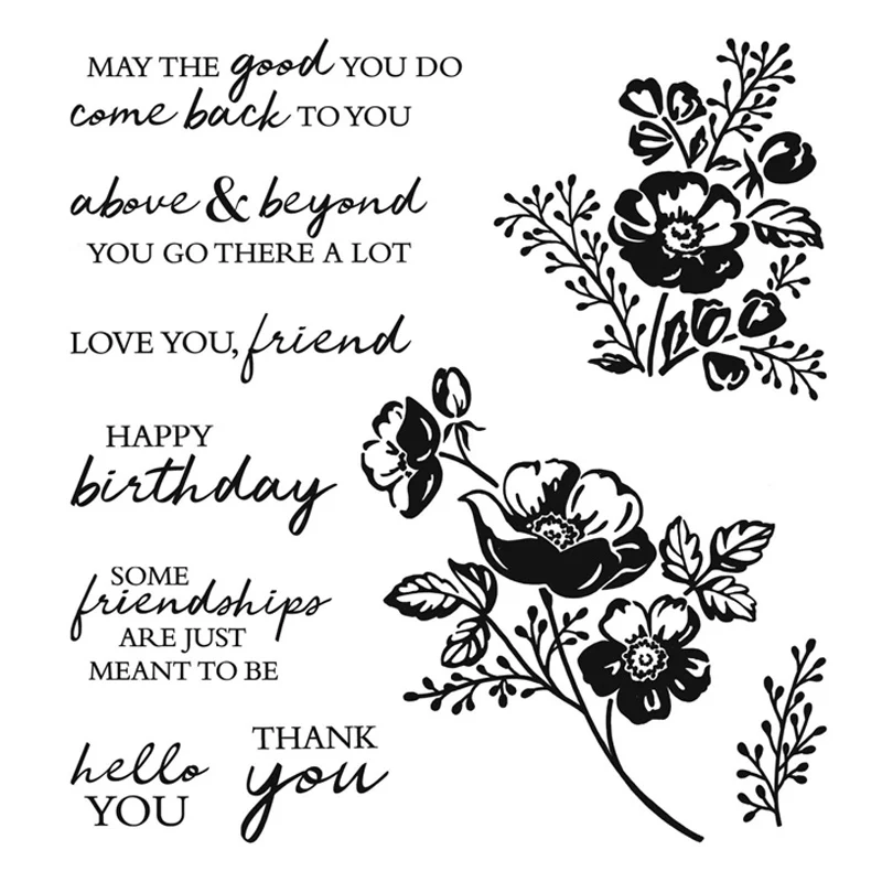 Затемненный летний штамп набор сердцебиения и цветочный прозрачный для сделай