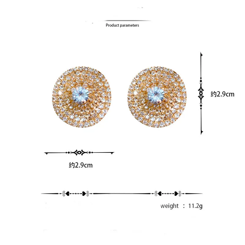 

Korean Luxury Precision Water Zircon Drop Full Rhinestones Stud Earrings For Women Geometric Crystal Earrings Weddings Jewelry