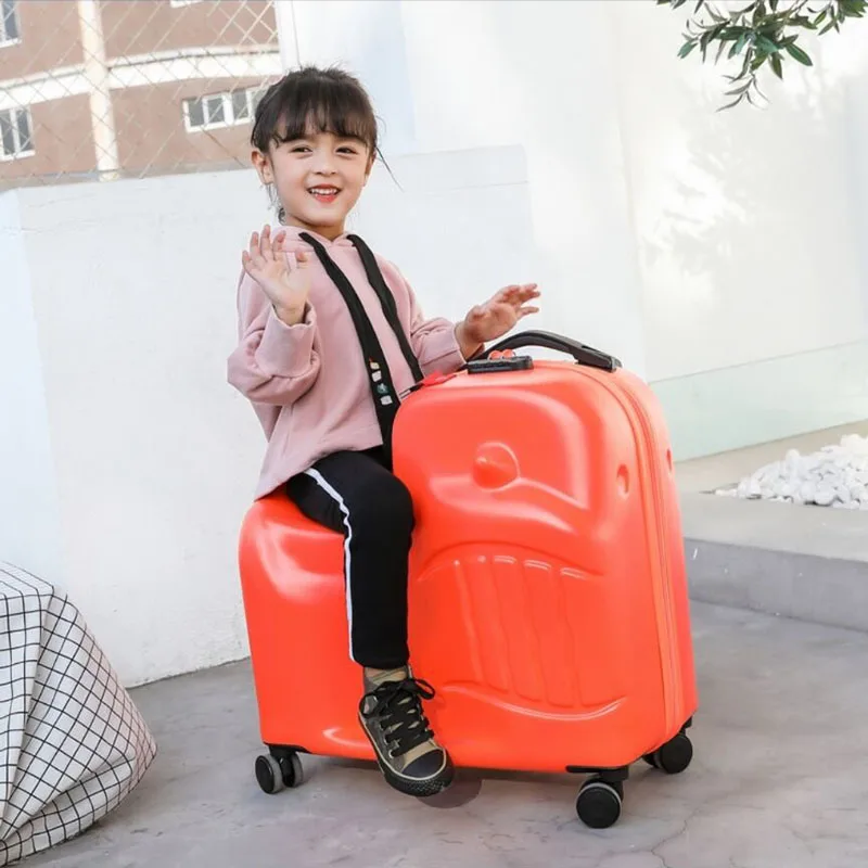 

Suitcase Children With Wheels 24 Inch Kids Travel Suitcases Rolling Luggage Carry-On Girls Pink Can Sit Organizer Trolley Case