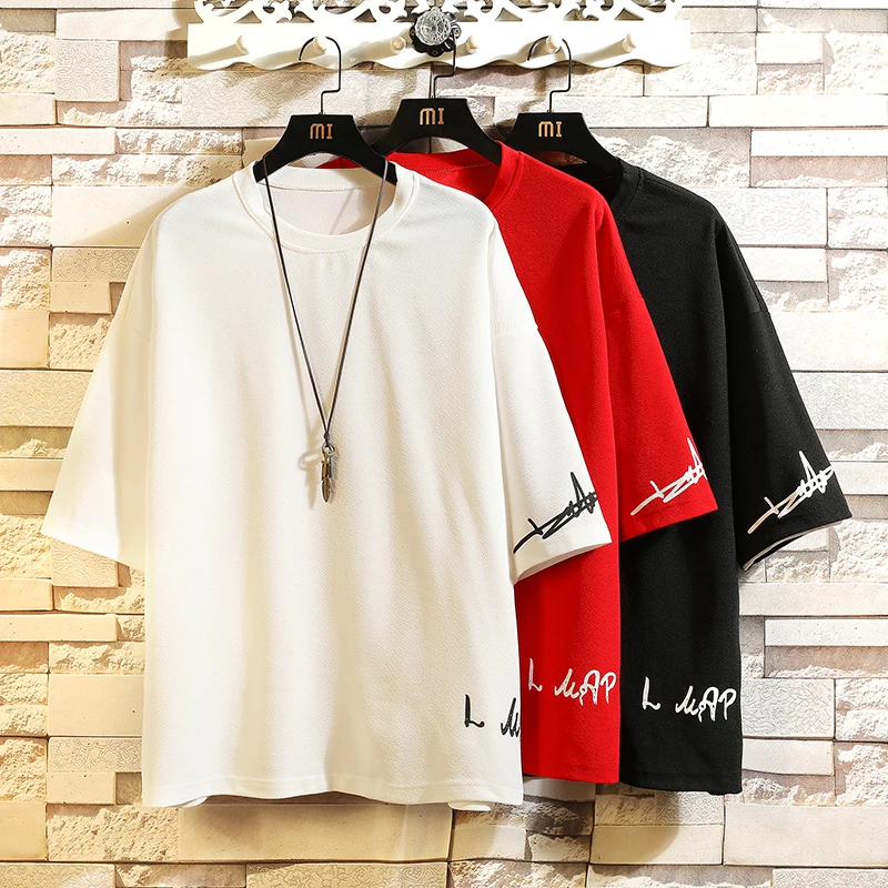 Short Sleeve Red White Black Red T Shirt For Men'S 2022 Summer Tshirt Top Tees Chinese Fashion Clothes OverSize 4XL 5XL O NECK