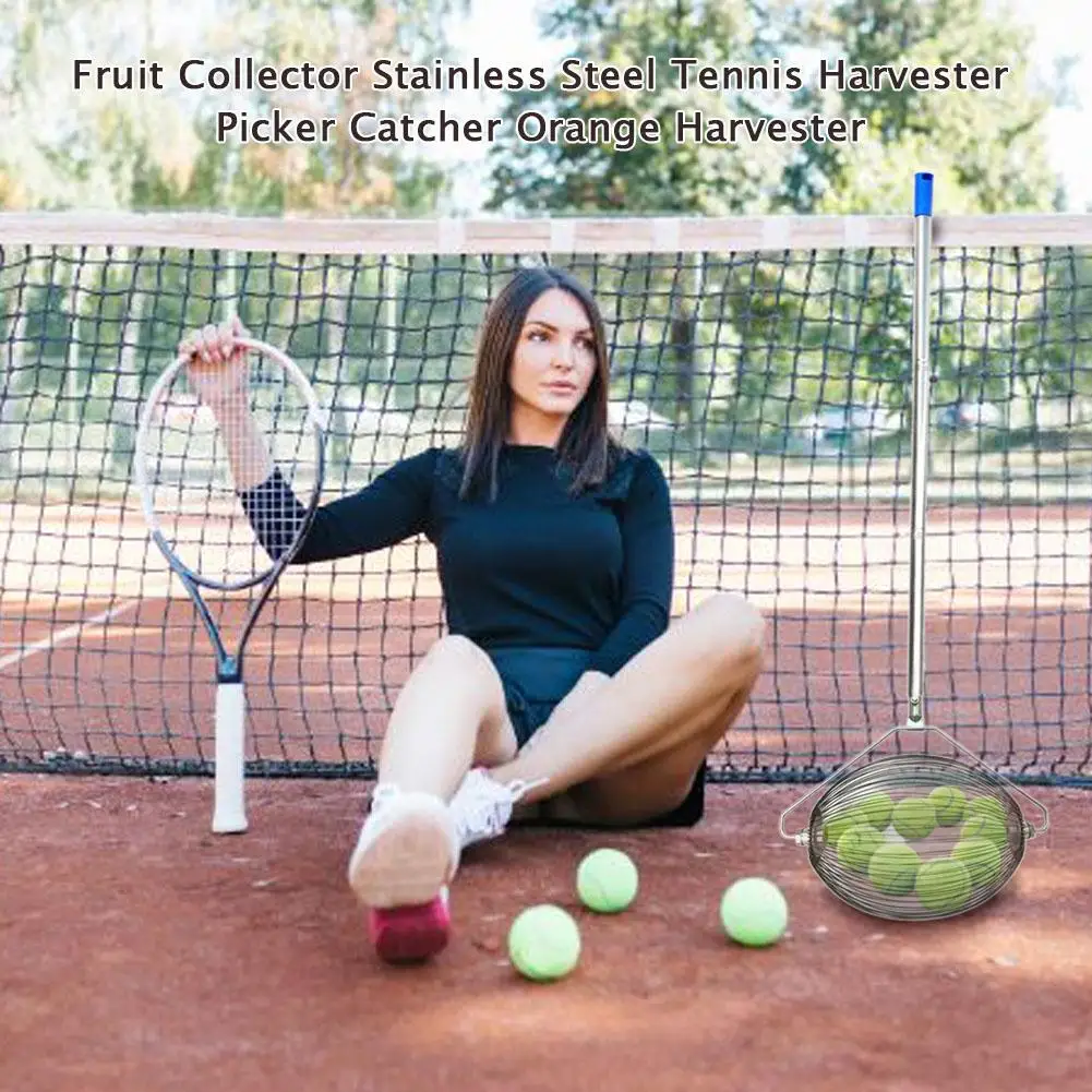 

Fruit Collector Stainless Steel Tennis Harvester Apple Fruit Collector Stainless Steel For Hard Courts Orange Picker Catcher