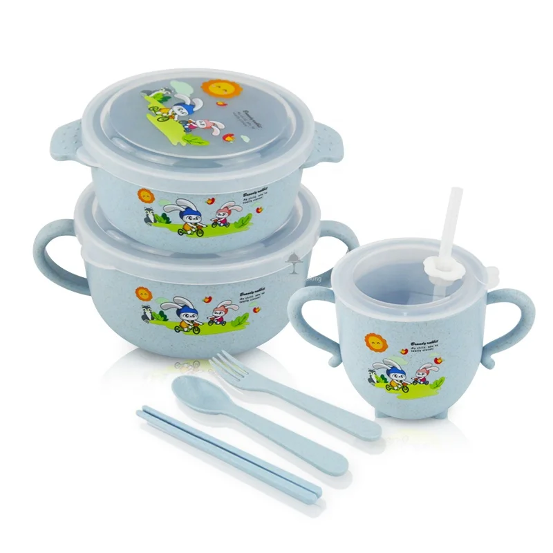 Цена-настоящий Детский комплект ланч-бокса набор посуды из трех предметов с