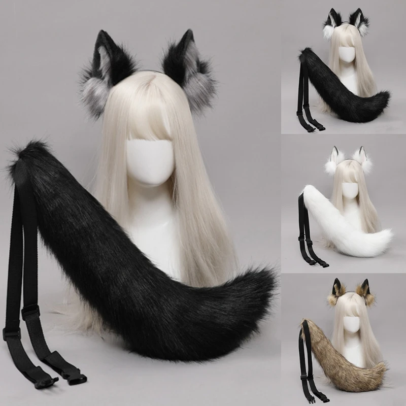 Женская юбка-обруч с длинным хвостом и ушками волка |