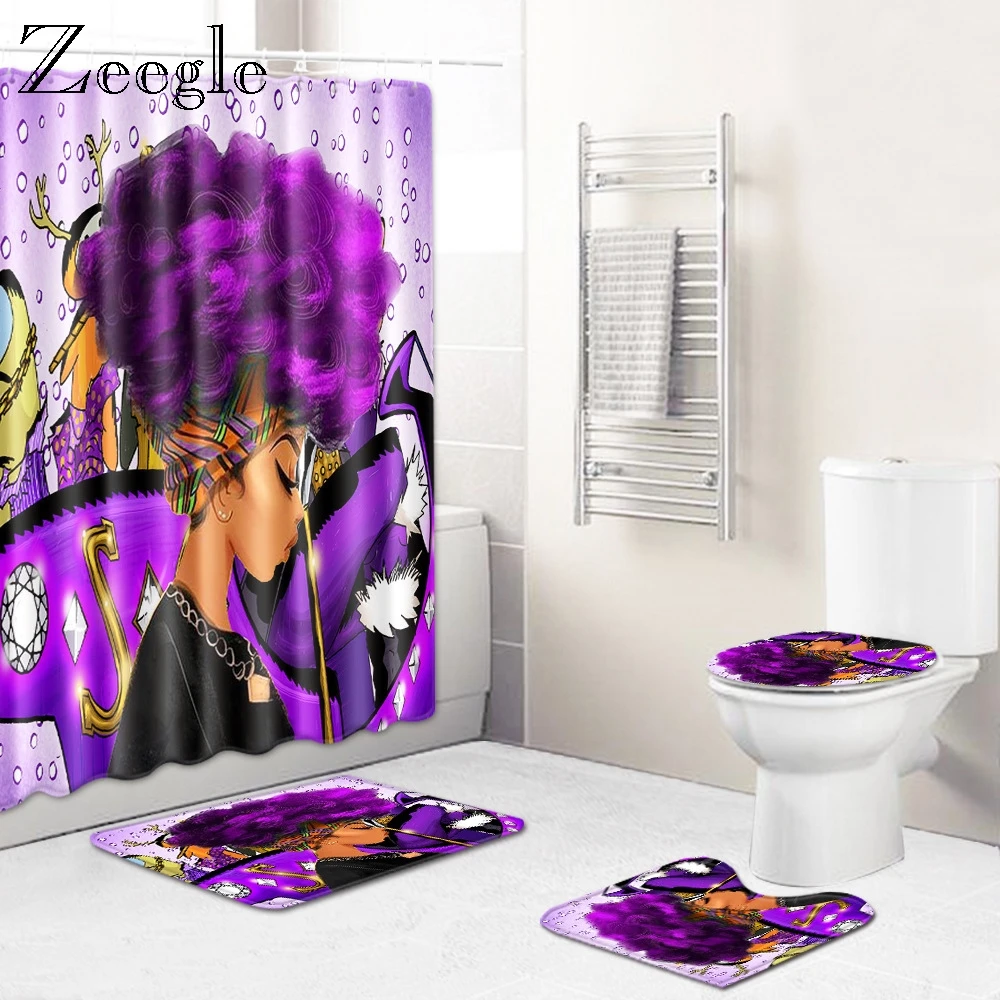 Комплект из 4 ковриков для ванной Zeegle водонепроницаемая занавеска душа