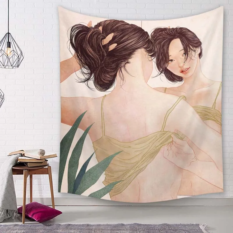 

Girl Wall Tapestry Personality Lady Fabric Hanging Cloth for Home Decoration Living Room Curtain Bohemian Tapestry