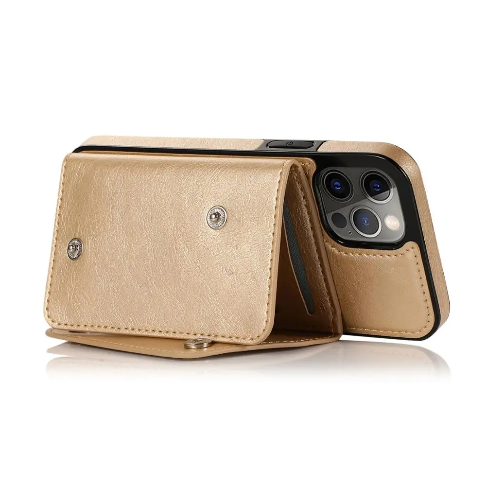 

Luxury Leather Cover For iPhone 12 11 Pro Max XS XR XSMax X 6 6s 7 8 Plus SE2020 12Mini Wallet Card Slots Shockproof Flip Case