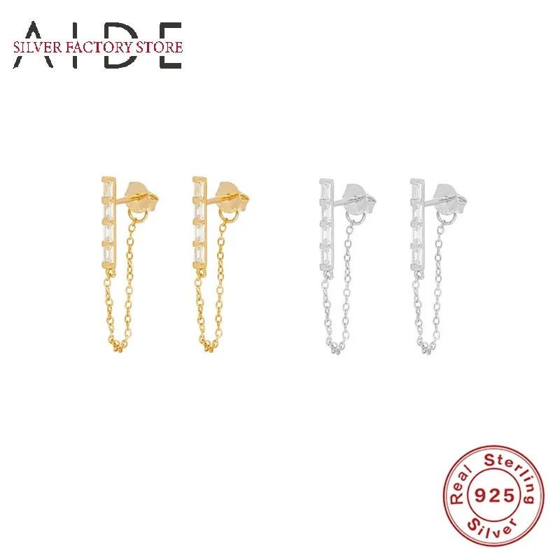 

AIDE Fashion Chain Zircon Hoop Earrings for Women Gift Fashion Chains pendientes Piercing Earings Silver 925 Jewelry kolczyki