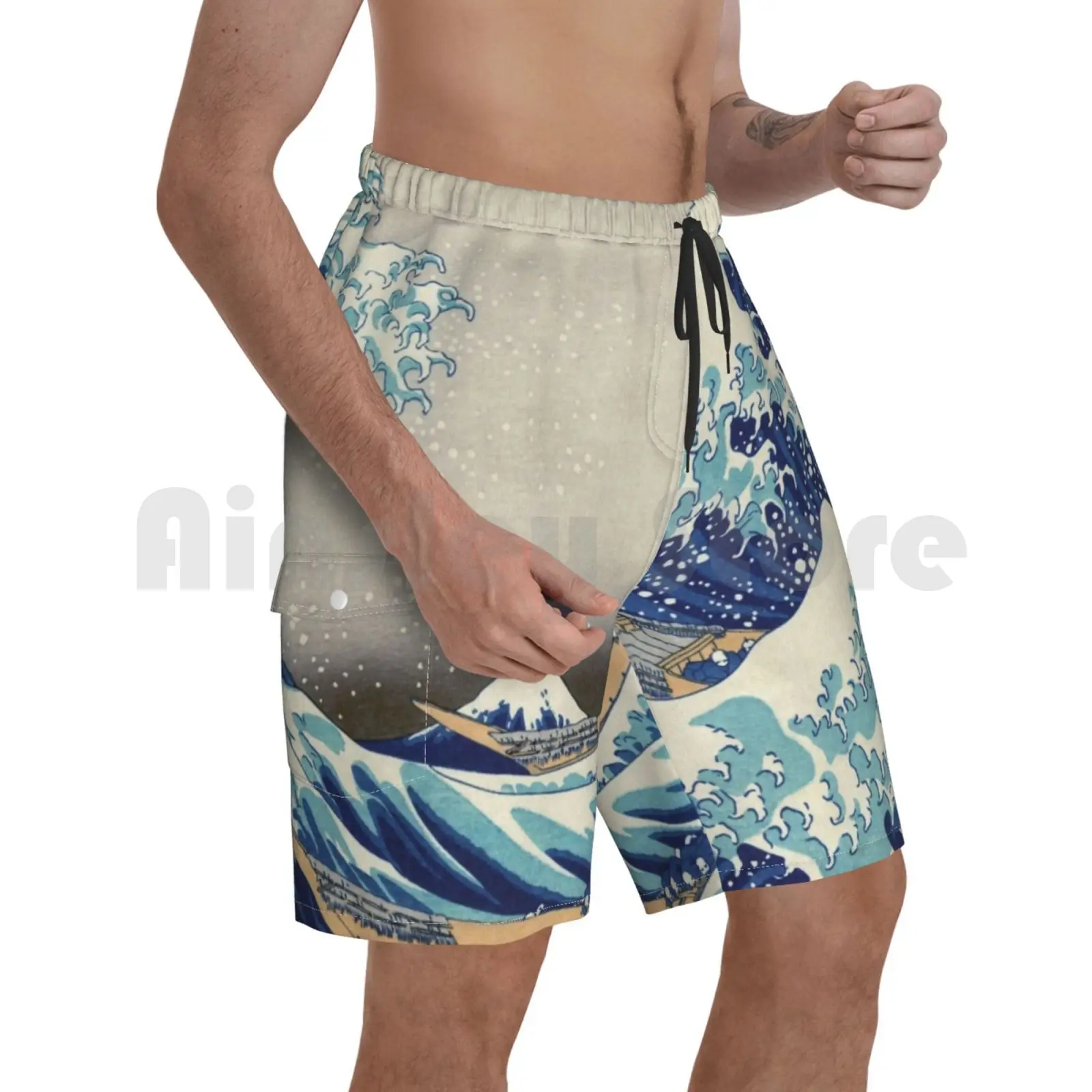 Пляжные шорты по лучшей цене футболки с принтом магнитов и т. Д. Hokusai большие