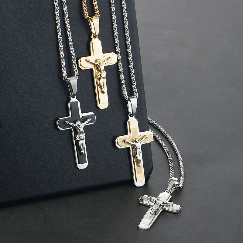 Цепочка Из Нержавеющей Стали с кулоном в виде Креста Иисуса Христа|Ожерелья