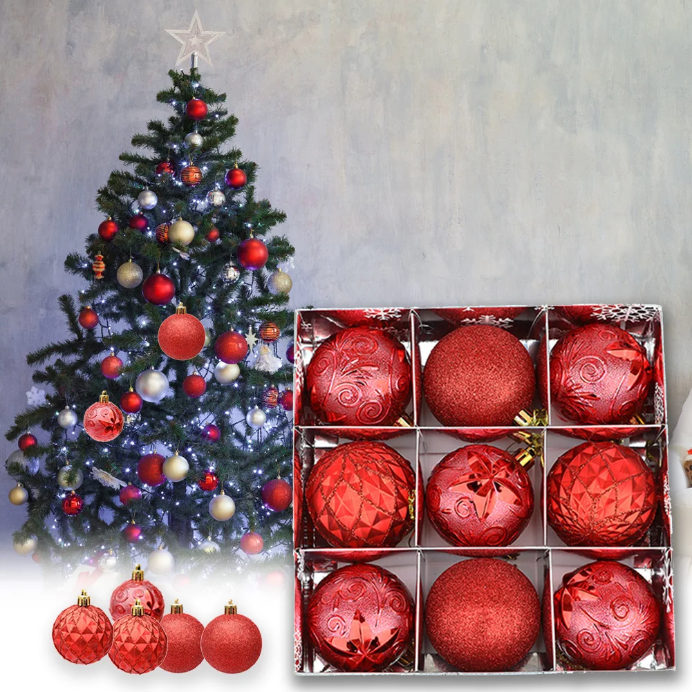 

6cm/9Pcs Holiday Colorful Ball Hang Baubles Christmas Window Party Ball Pendant Home Tree Christmas Tree Decor