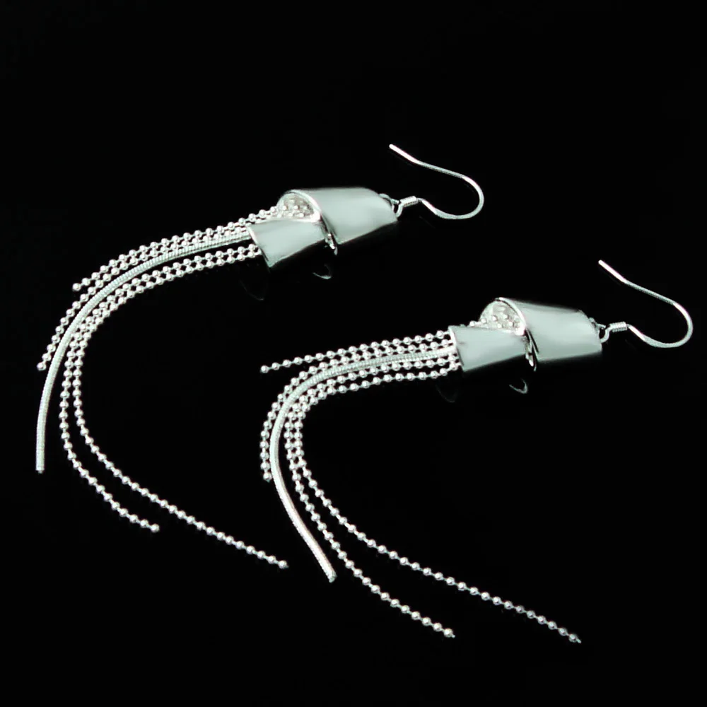 925 sterling silver long tassel earrings for women sweet romantic popular jewelry ladies | Украшения и аксессуары
