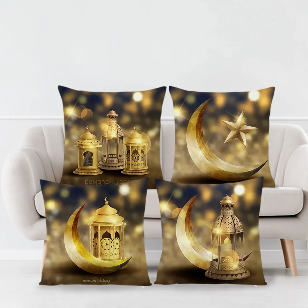 

Creative Ramadan Decor Pillow Cover Home Eid Mubarak Moon Car Sofa Throw Pillow Case Islam Ramadan Kareem Party Cushion Cover