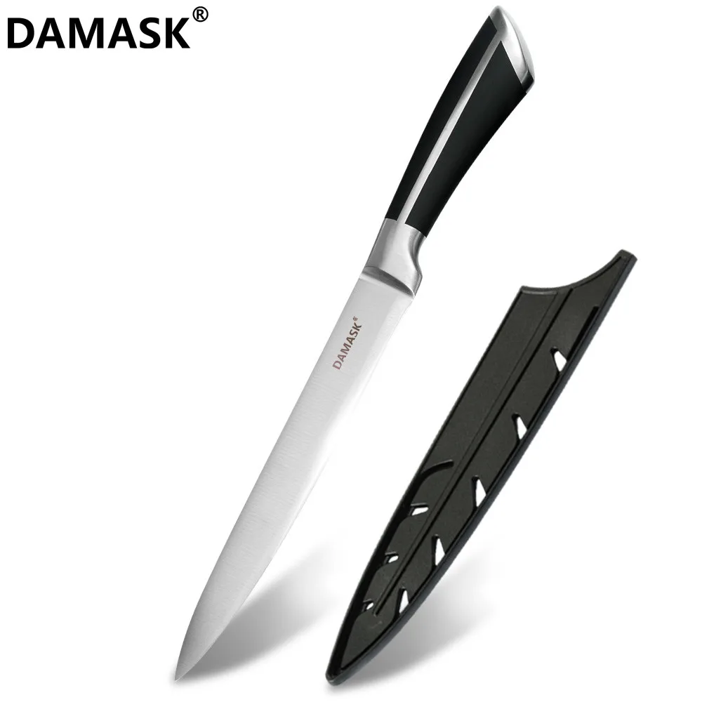 8 inch Slicing Дамасские кухонные ножи из нержавеющей стали, нож для очистки овощей Santoku, ножи для нарезки хлеба, ножи для овощей, мяса, рыбы, кухонная принадлежность - Цвет: 8 inch Slicing