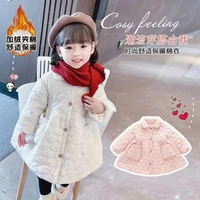 toddler girl winter coat cotton padded thick warm dress jacket for girls pink white solid long parkas 3 9 years children outwear