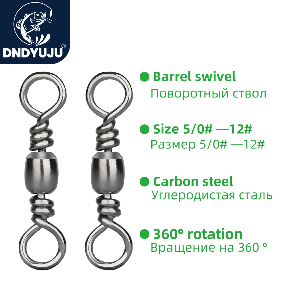 

DNDYUJU 50pcs Carbon Steel Fishing Ball Bearing Rolling Swivel Barrel Sea Fishhooks Lure Line Connector Fishing Carp Accessories