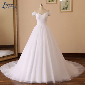 Кружевное свадебное платье с открытыми плечами, бальное платье с бусинами, женское свадебное платье, индивидуальный пошив