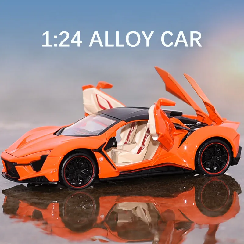 

1:24 Diecast Toy Vehicle Alloy Sports Car Racing Children's Sound And Light Inertia Toy Car Model Collection Desktop Decoration