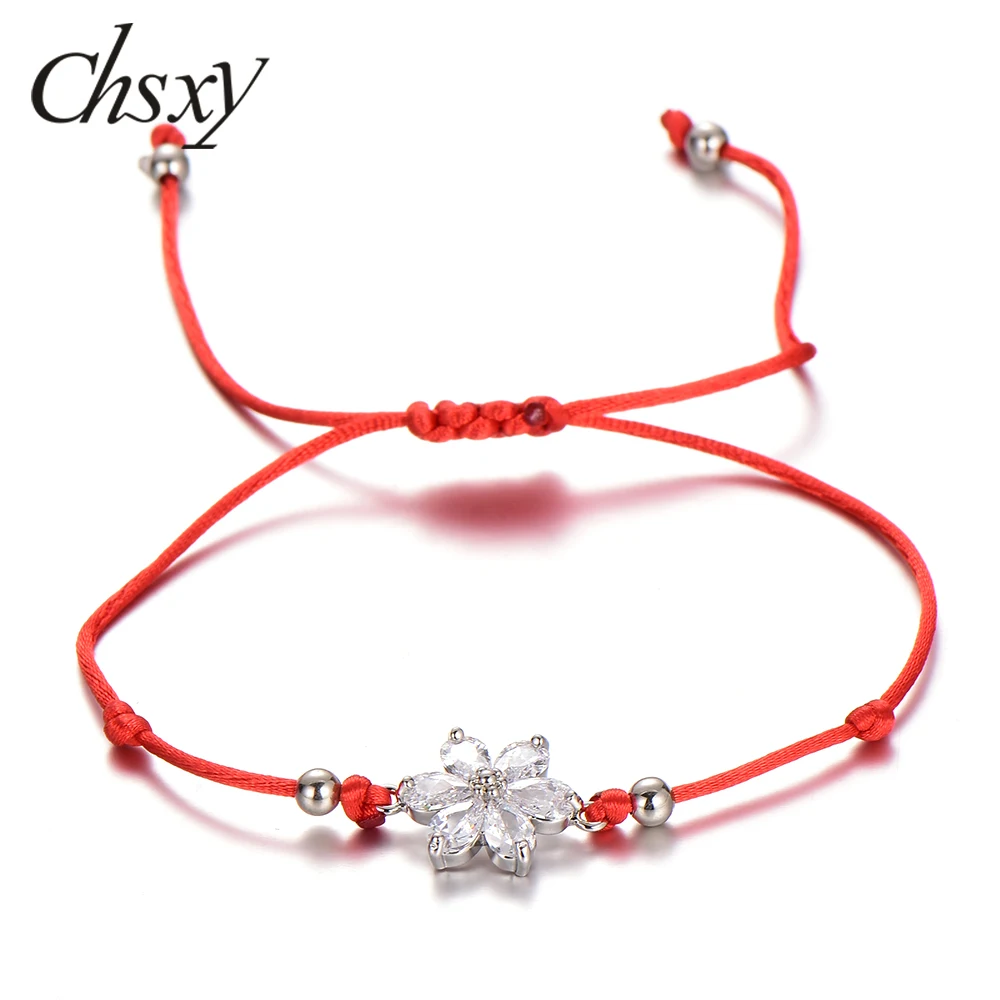 CHSXY трендовый браслет из циркония с шестью лепестками цветов белый золотой цвет