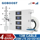 Четырехдиапазонный усилитель сигнала GOBOOST LTE 2G 3G 4G, усилитель сотовой связи, повторитель сети передачи данных с кабельной антенной 13 м