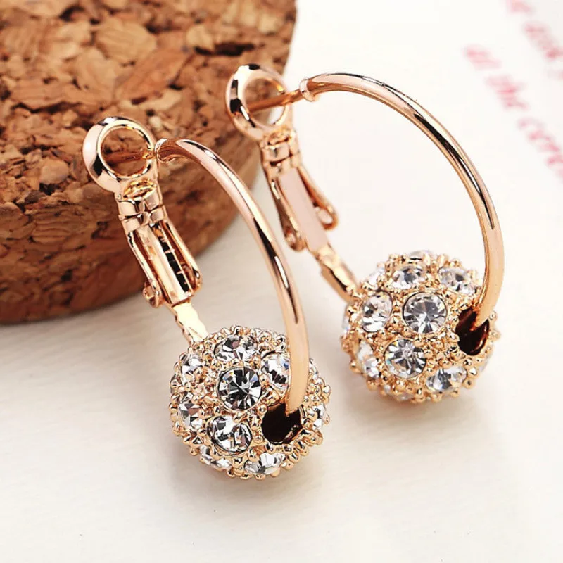 Новые модные Вращающиеся Серьги с хрустальным шариком время вращающиеся