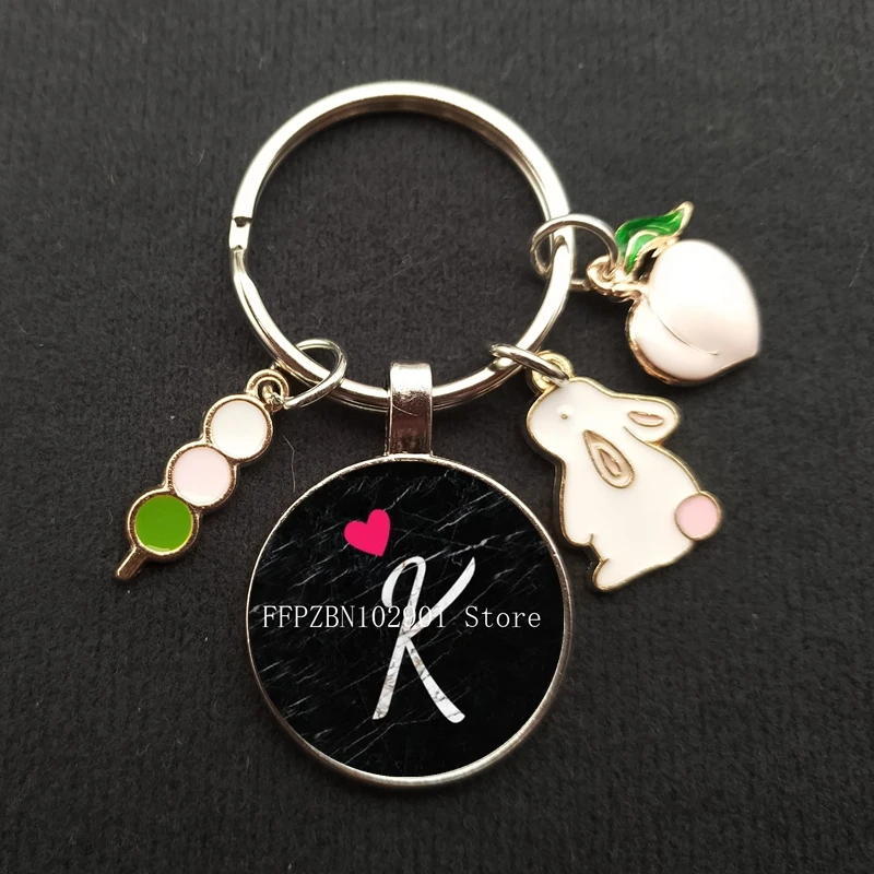 Брелок для ключей с милым Кроликом модный стеклянный надписью кабошоном