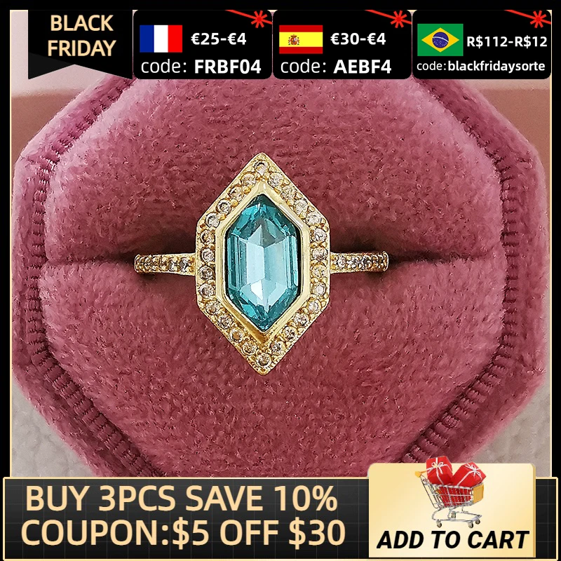 

2021 new luxury blue gold color pear engagement ring for women lady anniversary gift jewelry bulk sell bague femme R5231