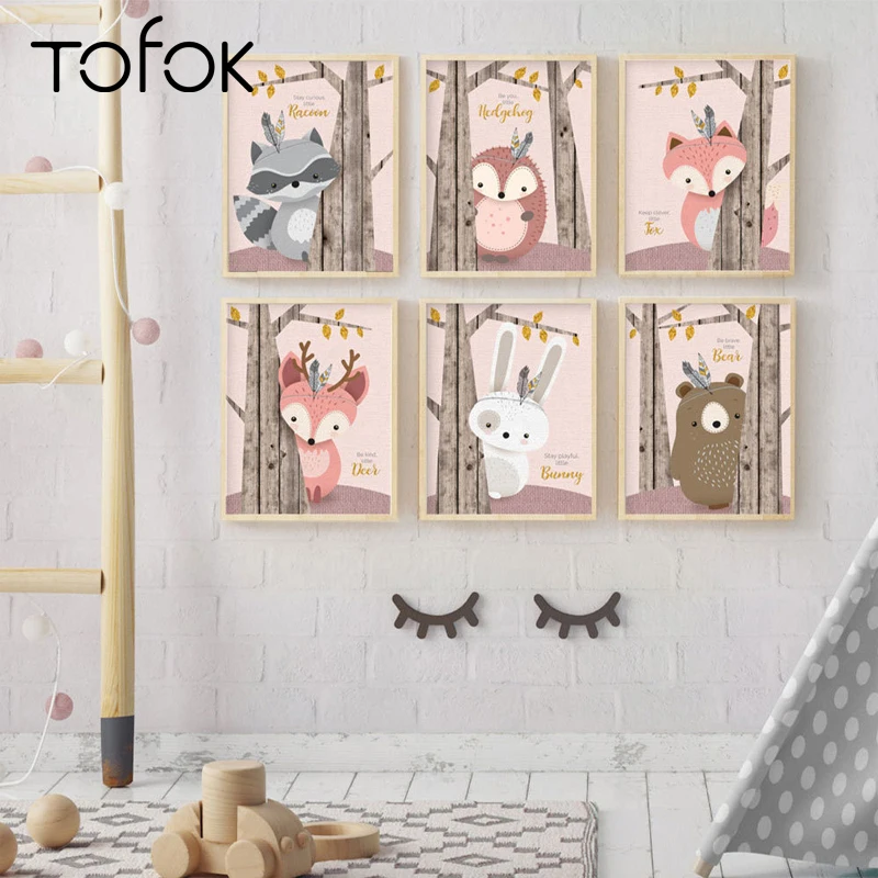 Tofok Ins декоративная картина в виде дерева с животными детская комната холст