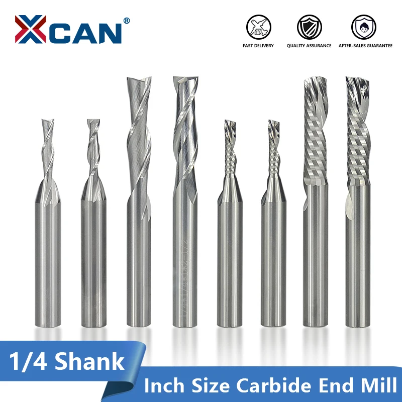 

XCAN спиральная Концевая фреза левая/правая рука CNC фреза 1/4 ''хвостовик карбида фреза для резки алюминия Гравировальный Бит