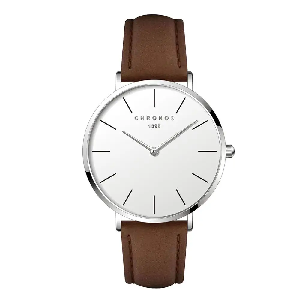 

Chronos 1898 Manner Frauen Einfache Quarzuhr Fall Unisex Paar Leder Uhren Grobe Analog Gesicht Braun Schwarz Montre Femme