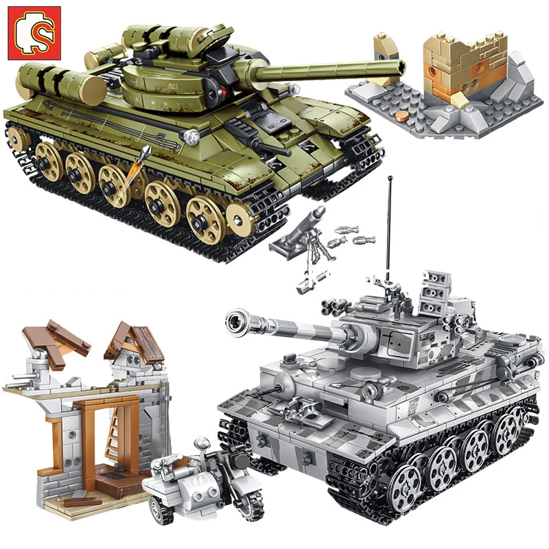 Конструктор Sembo Lego City немецкий средний танк военный WW2 солдат строительный блок