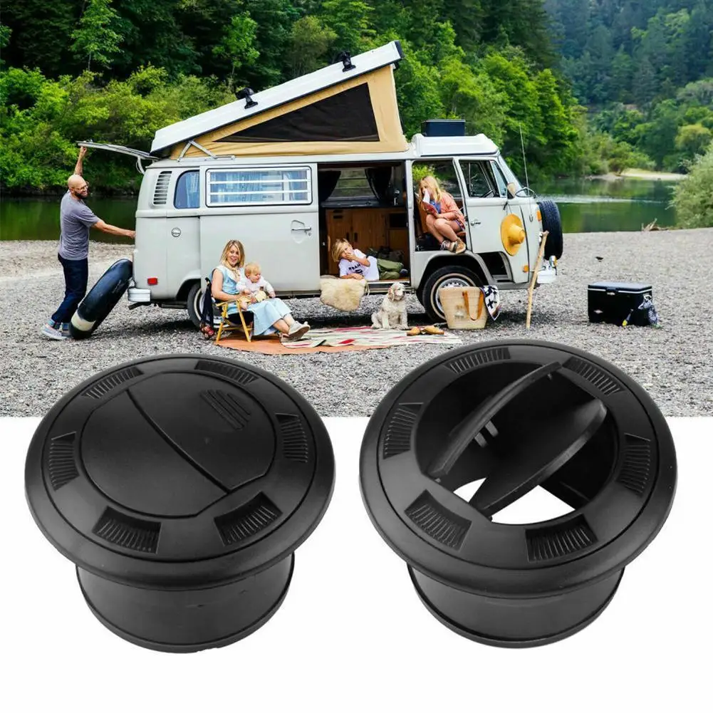 

75mm RV Bus Air Outlet Vent Rotating Air Conditioning Ventilation Outlet Black Round Air Conditioner Vent with Fixing Screws